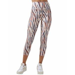 New! Carbon 38 Pastel Zebra Cropped‎ Leggings L